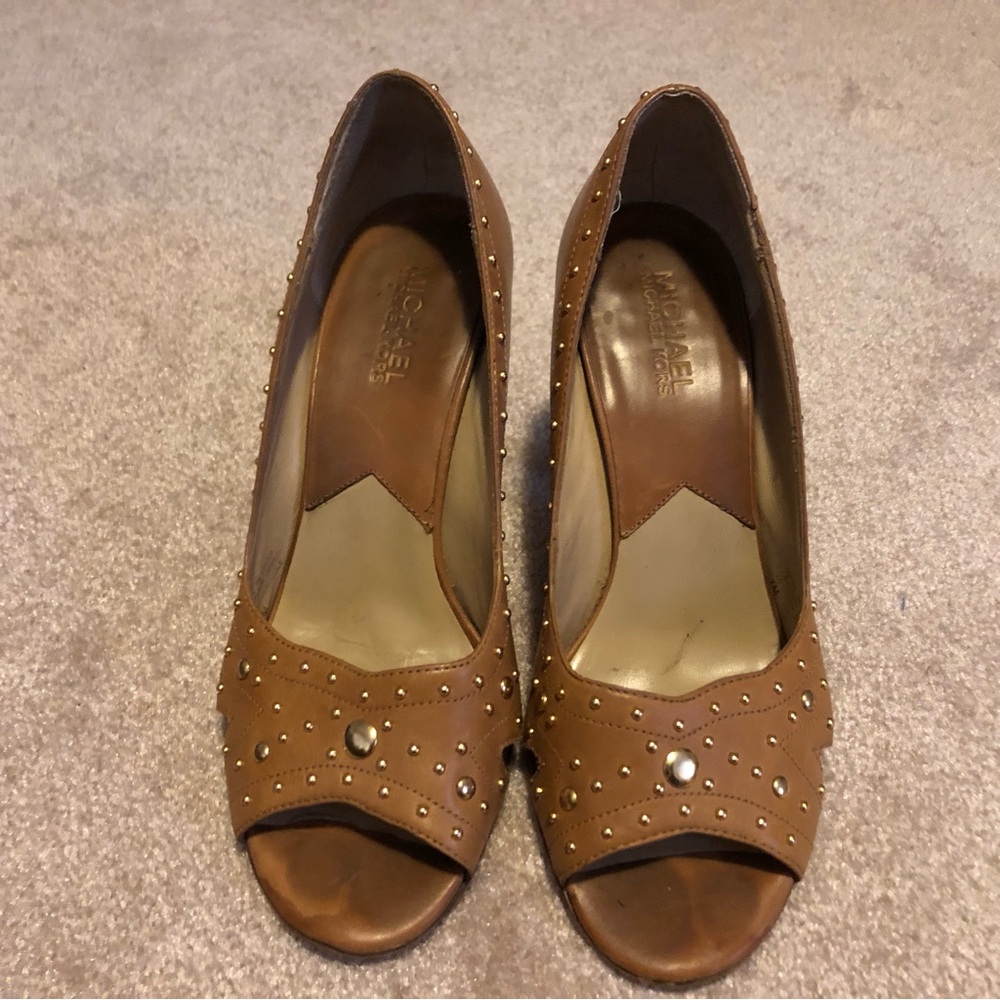 Michael Kors Brown Peep Toe Heel Size 7